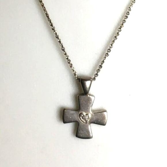 Vintage Carolee Sterling Silver Cross Necklace, signed, solid - Picture 3 of 8